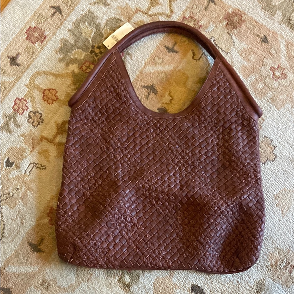 This beautiful Brown Shoulder Bag with Woven Texture and Slouchy Shape